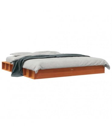 vidaXL Bed Frame without Mattress Wax Brown 200x200 cm Solid Wood Pine