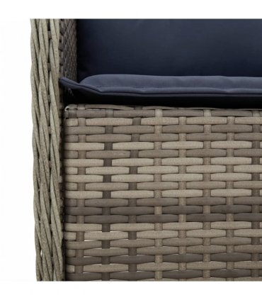 vidaXL 7 Piece Garden Dining Set with Cushions Grey Poly Rattan