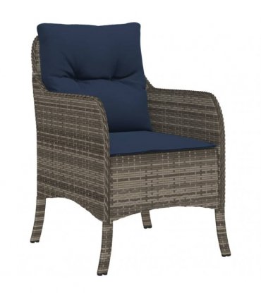 vidaXL 9 Piece Garden Dining Set with Cushions Grey Poly Rattan