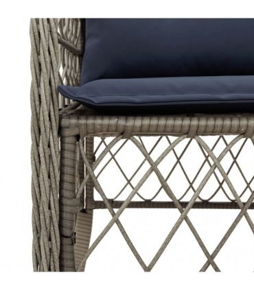 vidaXL 3 Piece Bistro Set with Cushions Grey Poly Rattan