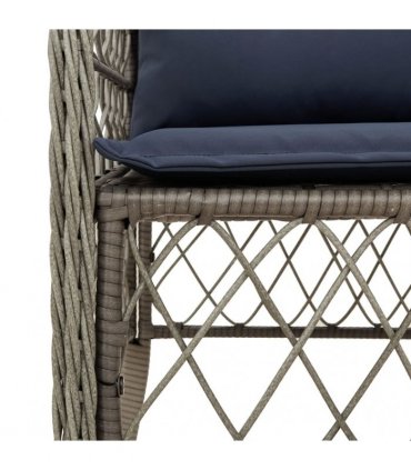 vidaXL 5 Piece Garden Dining Set with Cushions Grey Poly Rattan