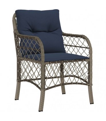vidaXL 5 Piece Garden Dining Set with Cushions Grey Poly Rattan