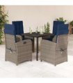 vidaXL 5 Piece Garden Dining Set with Cushions Grey Poly Rattan