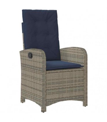 vidaXL 5 Piece Garden Dining Set with Cushions Grey Poly Rattan