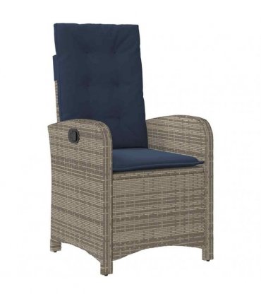 vidaXL 5 Piece Garden Dining Set with Cushions Grey Poly Rattan