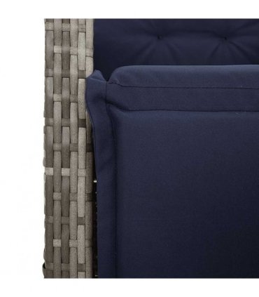 vidaXL 9 Piece Garden Dining Set with Cushions Grey Poly Rattan