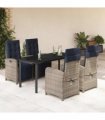 vidaXL 5 Piece Garden Dining Set with Cushions Grey Poly Rattan