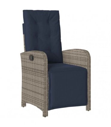 vidaXL 9 Piece Garden Dining Set with Cushions Grey Poly Rattan
