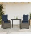 vidaXL 3 Piece Garden Dining Set with Cushions Grey Poly Rattan