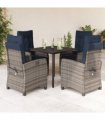 vidaXL 5 Piece Garden Dining Set with Cushions Grey Poly Rattan