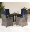 vidaXL 5 Piece Garden Dining Set with Cushions Grey Poly Rattan