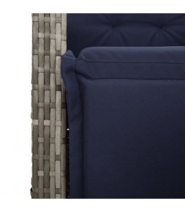 vidaXL 3 Piece Garden Dining Set with Cushions Grey Poly Rattan