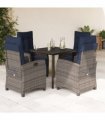 vidaXL 5 Piece Garden Dining Set with Cushions Grey Poly Rattan