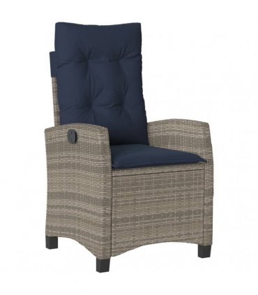vidaXL 7 Piece Garden Dining Set with Cushions Grey Poly Rattan
