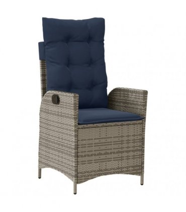 vidaXL 7 Piece Garden Dining Set with Cushions Grey Poly Rattan