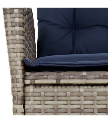 vidaXL 9 Piece Garden Dining Set with Cushions Grey Poly Rattan