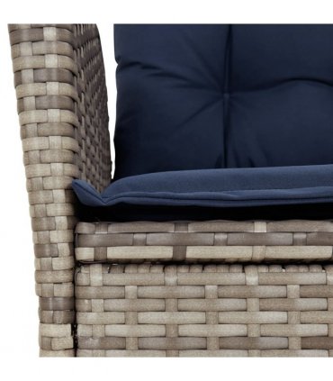 vidaXL 9 Piece Garden Dining Set with Cushions Grey Poly Rattan
