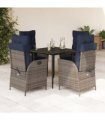 vidaXL 5 Piece Garden Dining Set with Cushions Grey Poly Rattan