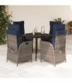 vidaXL 5 Piece Garden Dining Set with Cushions Grey Poly Rattan