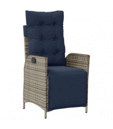vidaXL 7 Piece Garden Dining Set with Cushions Grey Poly Rattan