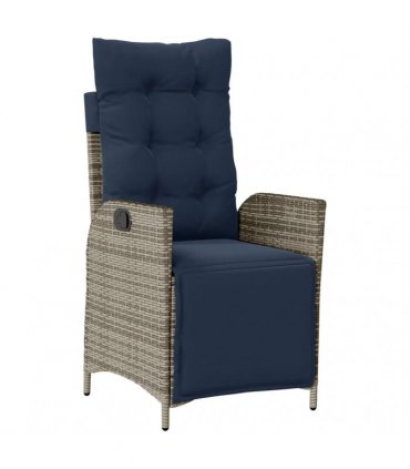 vidaXL 3 Piece Garden Dining Set with Cushions Grey Poly Rattan