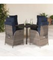 vidaXL 5 Piece Garden Dining Set with Cushions Grey Poly Rattan
