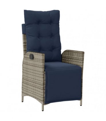 vidaXL 7 Piece Garden Dining Set with Cushions Grey Poly Rattan