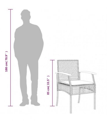 vidaXL 7 Piece Garden Dining Set with Cushions Grey Poly Rattan