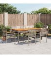 vidaXL 7 Piece Garden Dining Set with Cushions Grey Poly Rattan