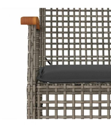 vidaXL 7 Piece Garden Dining Set with Cushions Grey Poly Rattan
