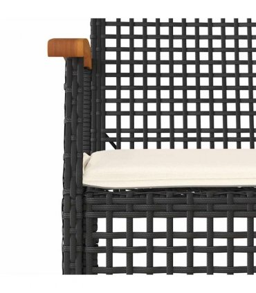 vidaXL 5 Piece Garden Dining Set with Cushions Black Poly Rattan