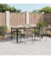 vidaXL 7 Piece Garden Dining Set with Cushions Grey Poly Rattan