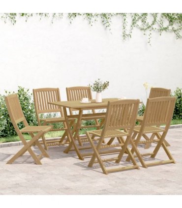 vidaXL 7 Piece Garden Dining Set Solid Wood Acacia