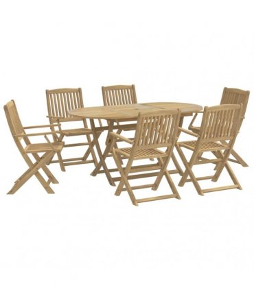vidaXL 7 Piece Garden Dining Set Solid Wood Acacia