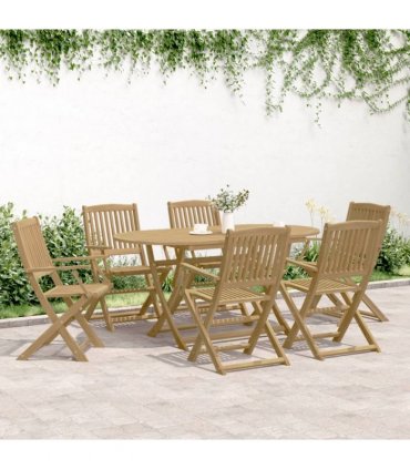 vidaXL 7 Piece Garden Dining Set Solid Wood Acacia