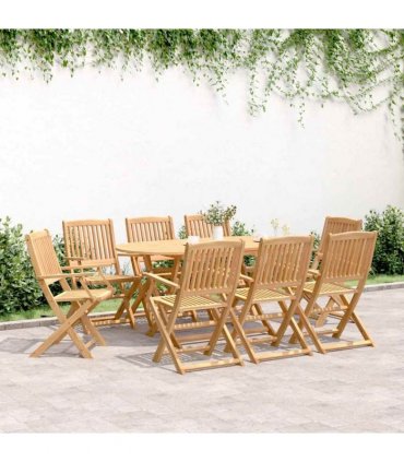 vidaXL 9 Piece Garden Dining Set Solid Wood Acacia