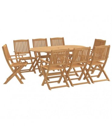 vidaXL 9 Piece Garden Dining Set Solid Wood Acacia