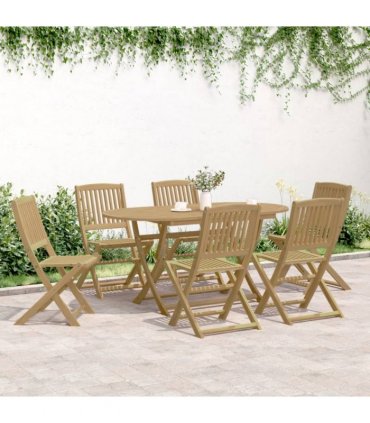 vidaXL 7 Piece Garden Dining Set Solid Wood Acacia