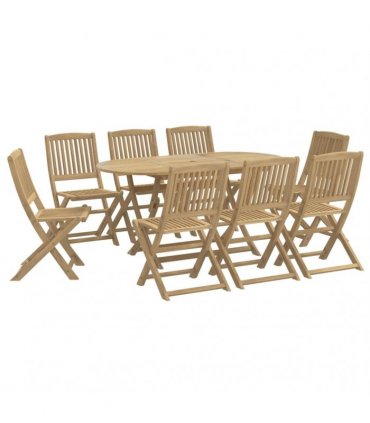 vidaXL 9 Piece Garden Dining Set Solid Wood Acacia