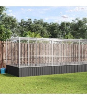 vidaXL Aviary with Extension Silver 1039x207x212 cm Steel