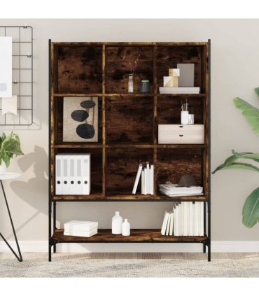 vidaXL Bookcase Smoked Oak 102x30x141,5 cm Engineered Wood