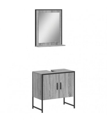vidaXL 2 Piece Bathroom Cabinet Set Grey Sonoma Engineered Wood