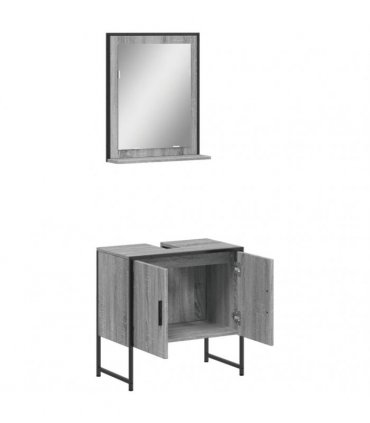 vidaXL 2 Piece Bathroom Cabinet Set Grey Sonoma Engineered Wood