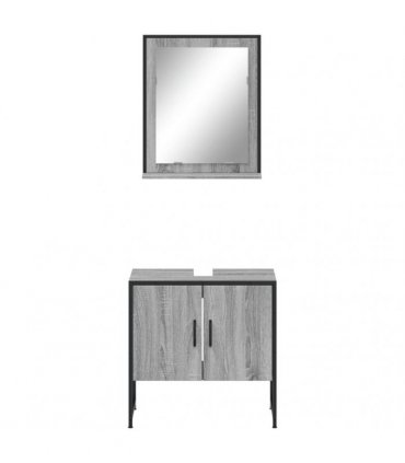 vidaXL 2 Piece Bathroom Cabinet Set Grey Sonoma Engineered Wood