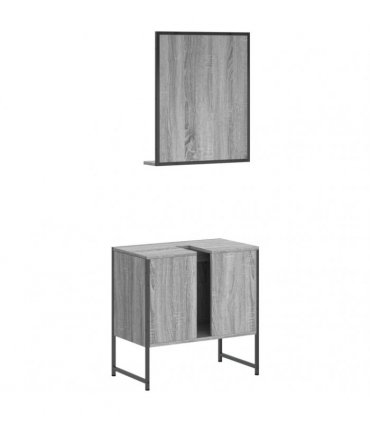 vidaXL 2 Piece Bathroom Cabinet Set Grey Sonoma Engineered Wood