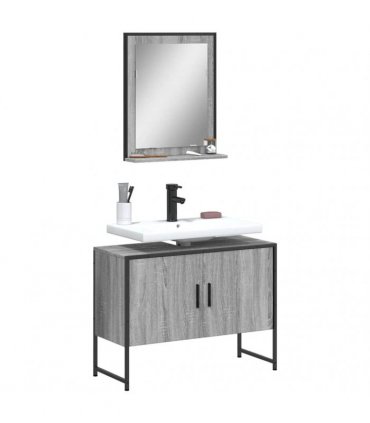 vidaXL 2 Piece Bathroom Cabinet Set Grey Sonoma Engineered Wood