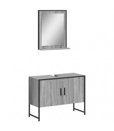 vidaXL 2 Piece Bathroom Cabinet Set Grey Sonoma Engineered Wood