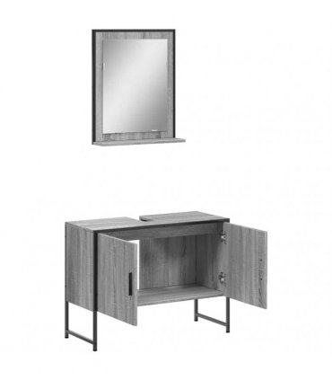 vidaXL 2 Piece Bathroom Cabinet Set Grey Sonoma Engineered Wood