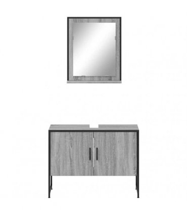 vidaXL 2 Piece Bathroom Cabinet Set Grey Sonoma Engineered Wood