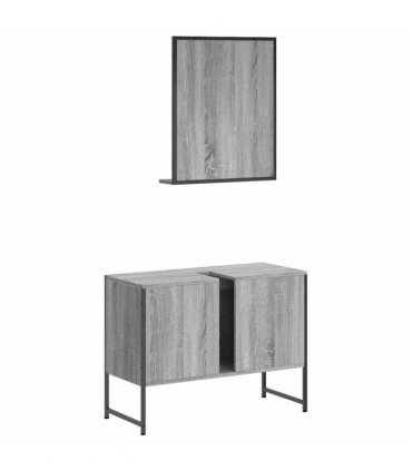 vidaXL 2 Piece Bathroom Cabinet Set Grey Sonoma Engineered Wood